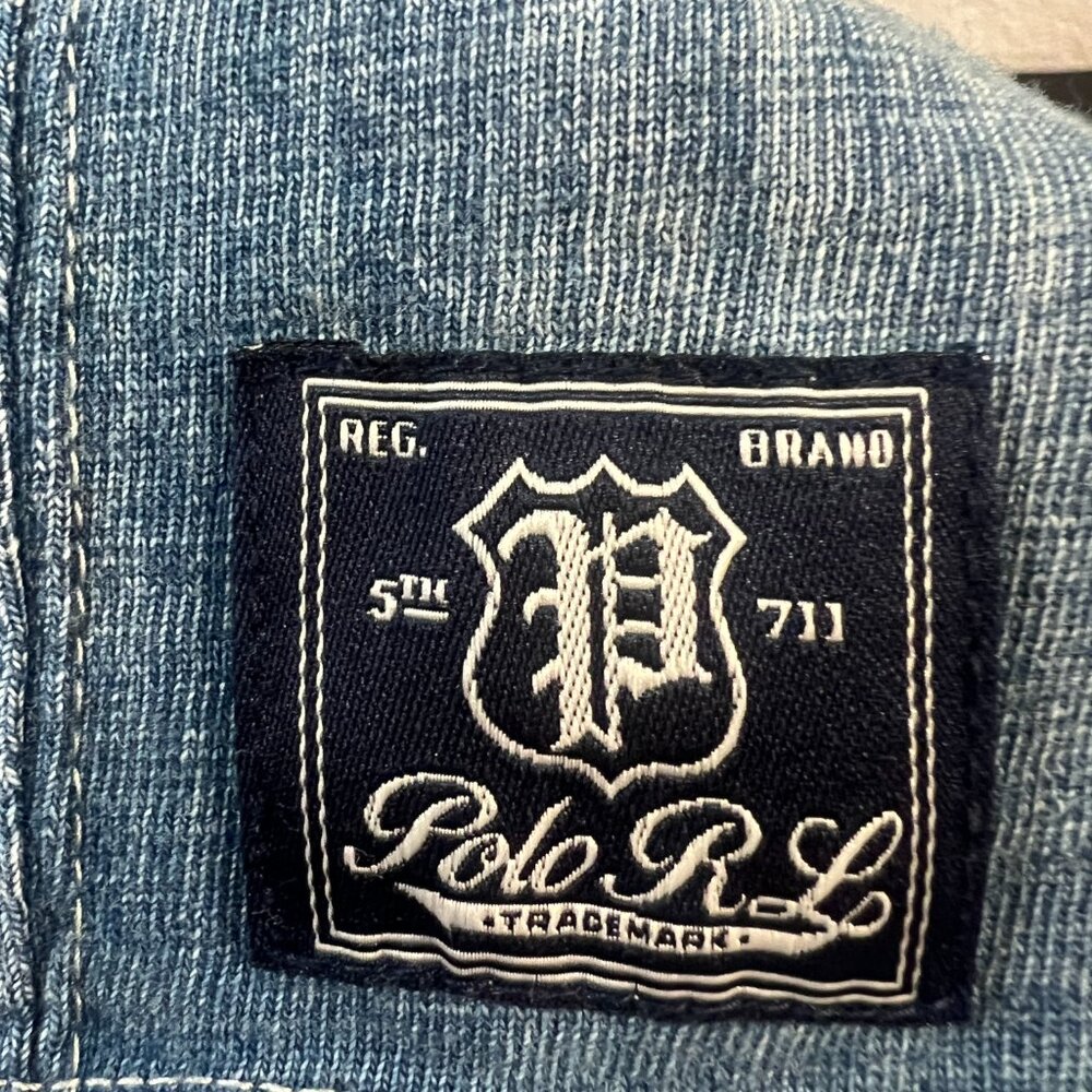 Polo Ralph Lauren Mens Blue Pullover 1/4 Button Short Sleeve 67 Logo Shirt Sz L - Picture 5 of 5